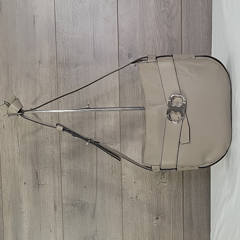 Tory Burch Taupe Pebble Leather Crossbody Shoulder Bag